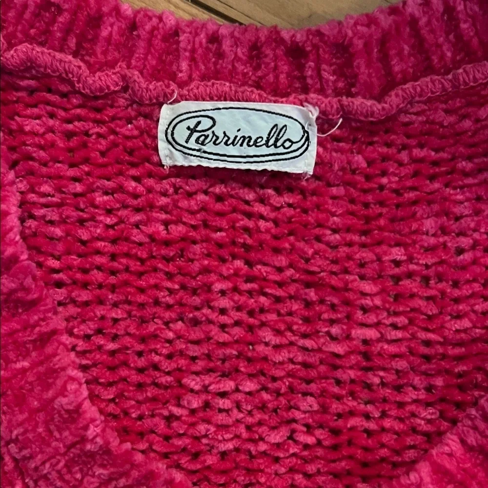 Vintage Chunky Knit Chic Pink V-Neck Sweater - Picture 3 of 6